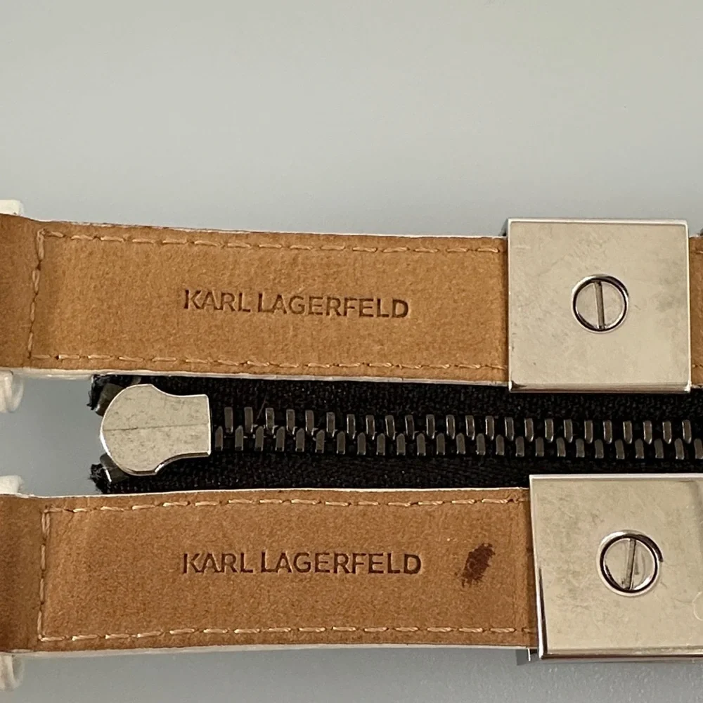 Karl Lagerfeld Silver and lWhite leather watch Bracelet